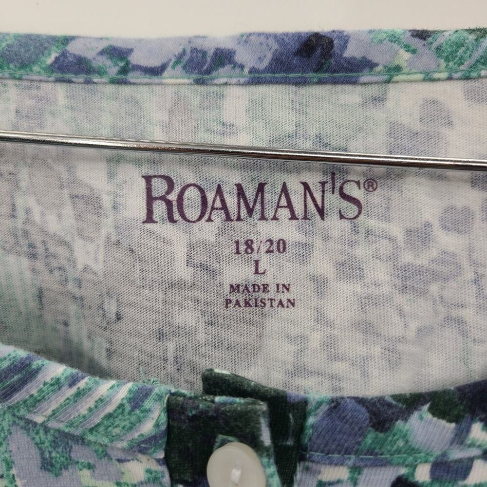 Roaman's Blue and Green Pajama Tunic. Size 18/20 - Picture 2 of 3